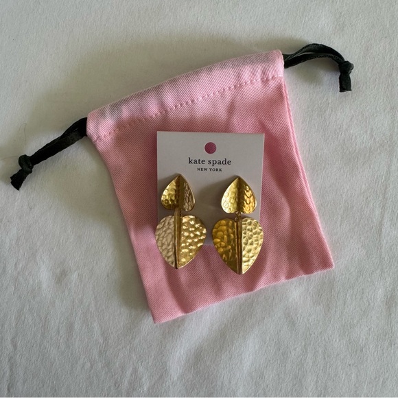 Kate Spade New York Metal Petal Hammered Gold Statement Earrings - Picture 4 of 8
